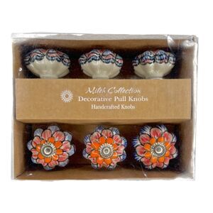 Mileh Collection Set of 6 Ceramic Decorative Pull Knobs NIB